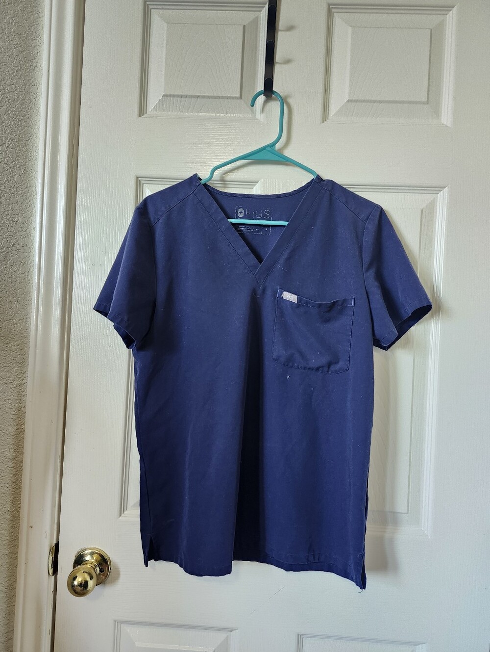 Figs Navy Blue V-Neck Medical Scrub Top S